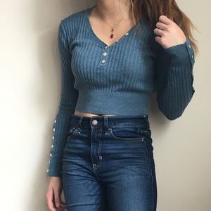 Blue cropped sweater